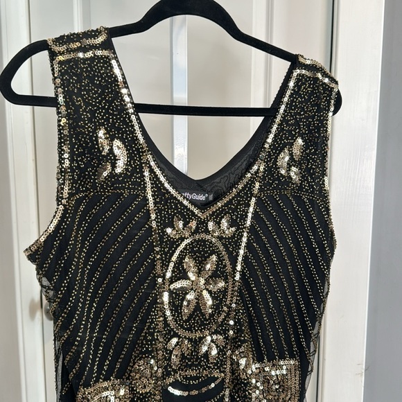 Pretty Guide Black and Gold Sequin tank dress XXL new year holiday formal - Picture 3 of 15